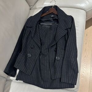 H&M Black Blazer Classic Tailored Suit Jacket and skirt